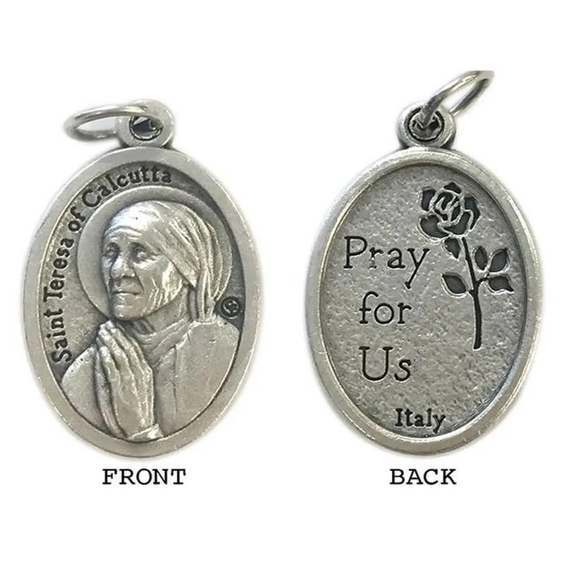MOTHER TERESA OF CALCUTTA Medal Pendant, SILVER TONE, 22mm X 15mm, MADE IN ITALY