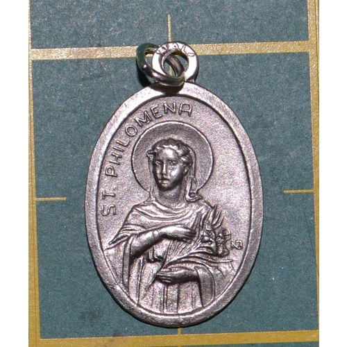 SAINT PHILOMENIA VIRGIN AND MARTYR Medal Pendant, SILVER TONE, 22mm X 15mm