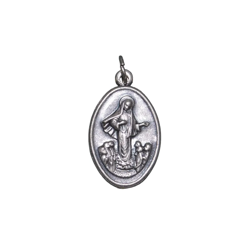 OUR LADY MADJUGORJE Medal Pendant, SILVER TONE, 22mm X 15mm, MADE IN ITALY
