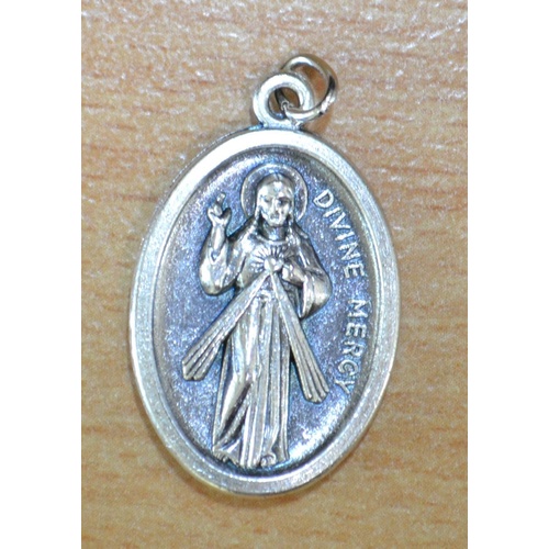 DEVINE MERCY / SAINT FAUSTINA Medal Pendant, SILVER TONE, 22mm X 15mm