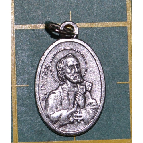 SAINT PETER Medal Pendant, SILVER TONE, 22mm X 15mm, MADE IN ITALY