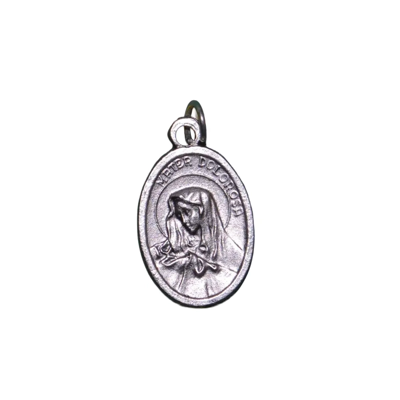 MATER DOLOROSA Medal Pendant, SILVER TONE, 22mm X 15mm, MADE IN ITALY