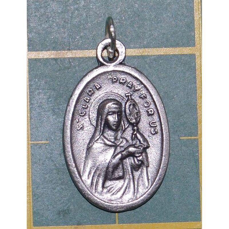SAINT CLARE Medal Pendant, SILVER TONE, 22mm X 15mm, MADE IN ITALY