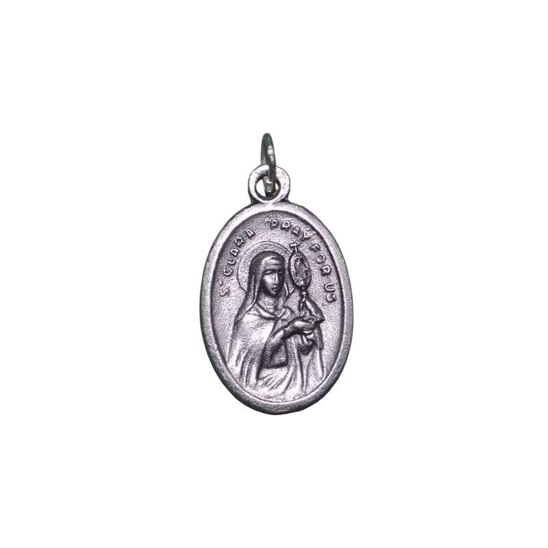 SAINT CLARE Medal Pendant, SILVER TONE, 22mm X 15mm, MADE IN ITALY