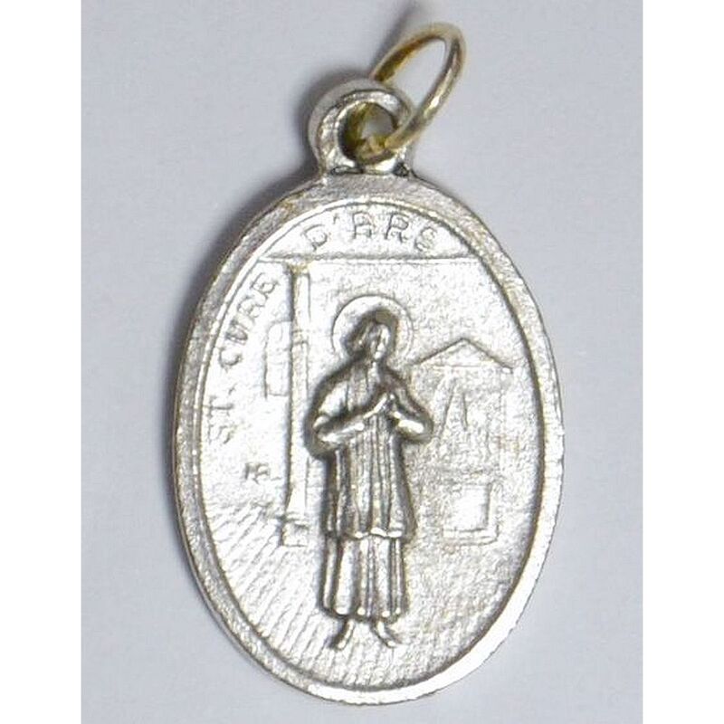 SAINT JOHN VIANNEY, ST. CURE D'ARS Medal Pendant, SILVER TONE, 22mm X 15mm, MADE IN ITALY