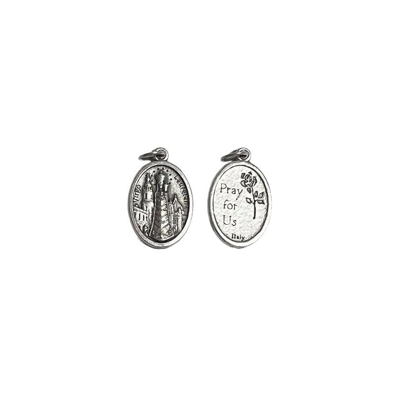 OUR LADY OF LORETO Medal Pendant, SILVER TONE, 22mm X 15mm, MADE IN ITALY