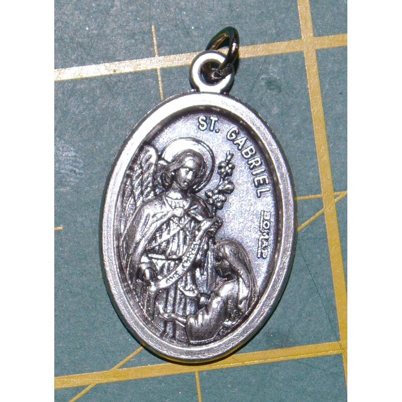 SAINT GABRIEL Medal Pendant, SILVER TONE, 22mm X 15mm, MADE IN ITALY