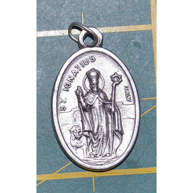 SAINT IGNATIUS Medal Pendant, SILVER TONE, 22mm X 15mm, MADE IN ITALY