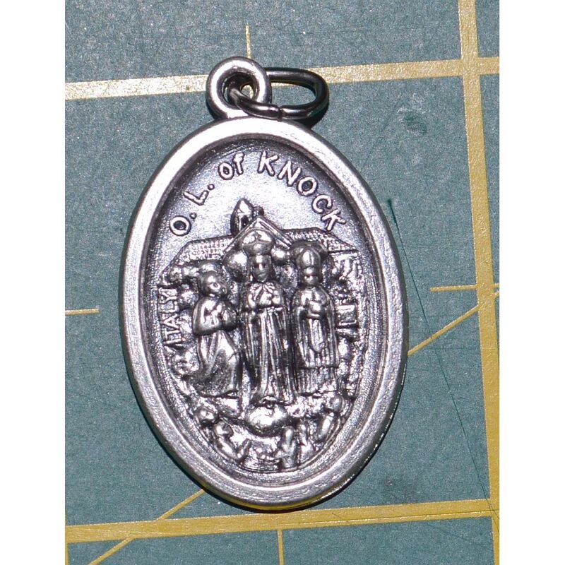 OUR LADY OF KNOCK Medal Pendant, SILVER TONE, 22mm X 15mm, MADE IN ITALY