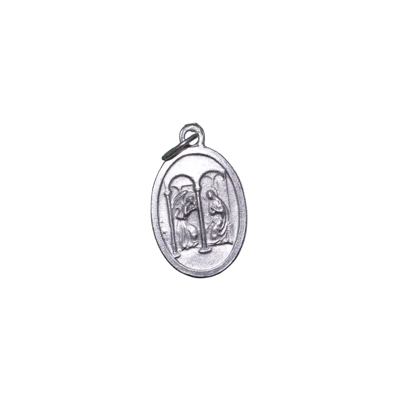 ANGEL GABRIEL / ANNUNCIATION Medal Pendant, SILVER TONE, 22 x 15mm, MADE IN ITALY