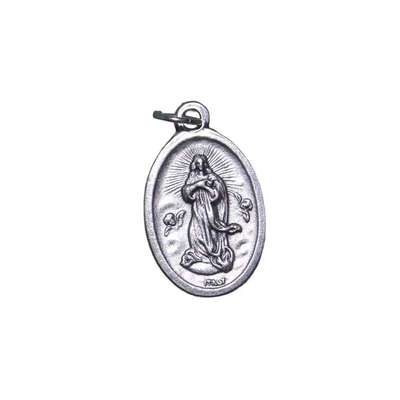 ASSUMPTION Medal Pendant, SILVER TONE, 22 x 15mm, MADE IN ITALY