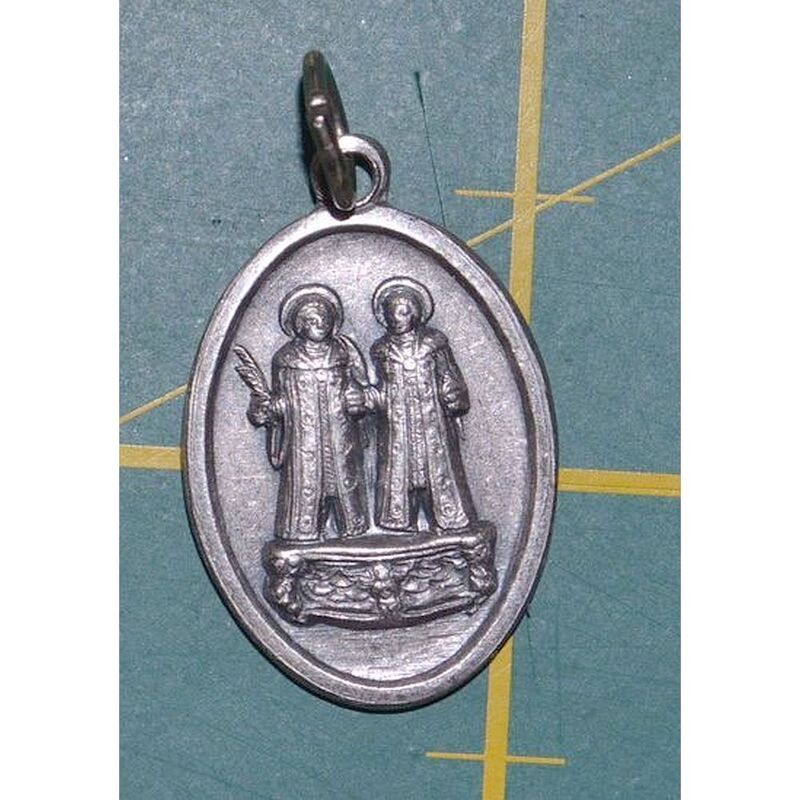 COSMA / DAMIANO Medal Pendant, SILVER TONE, 22 x 15mm, MADE IN ITALY