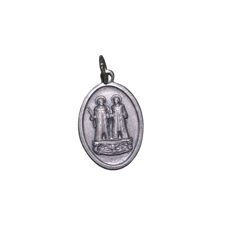COSMA / DAMIANO Medal Pendant, SILVER TONE, 22 x 15mm, MADE IN ITALY