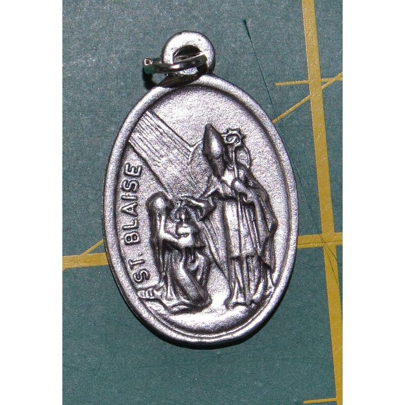 SAINT BLAISE, SAINT MARTIN Medal Pendant, SILVER TONE, 22 x 15mm, MADE IN ITALY