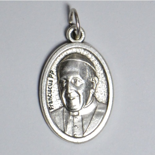 POPE FRANCIS, SAINT FRANCIS Medal Pendant, SILVER TONE, 22mm X 15mm, MADE IN ITALY