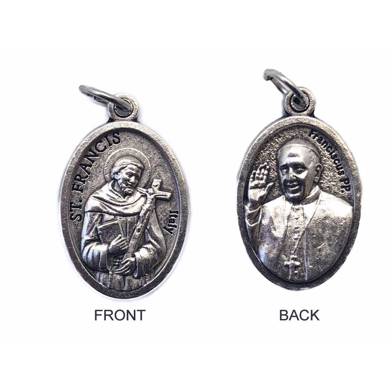 SAINT FRANCIS , POPE FRANCIS Medal Pendant SILVER TONE, 22 x 15mm, MADE IN ITALY