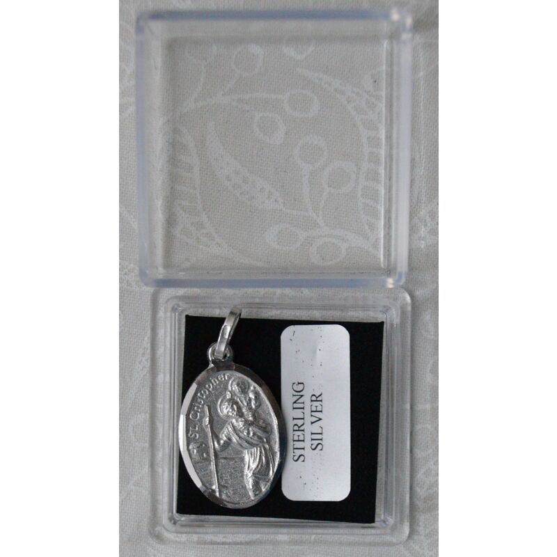 Sterling Silver St Christopher Medal Pendant, 22mm x 15mm 925 Silver
