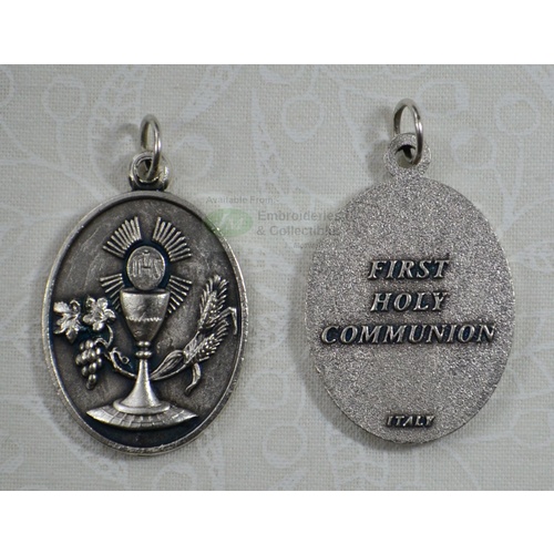 Communion Medal Pendant, Silver Tone, 28 x 22mm, MADE IN ITALY