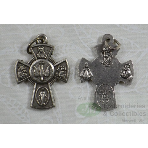 Confirmation Medal Cross Pendant, Silver Tone, 23x18mm, MADE IN ITALY
