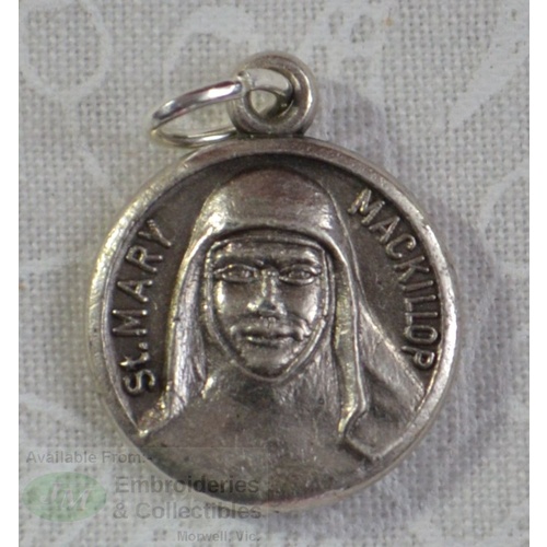 ST. MARY MACKILLOP Medal Pendant 16mm Diameter Silver Tone