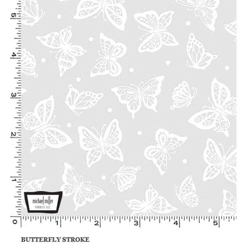 White Hot "BUTTERFLY STROKE" #10409 Tone On Tone Cotton Fabric 110cm Wide