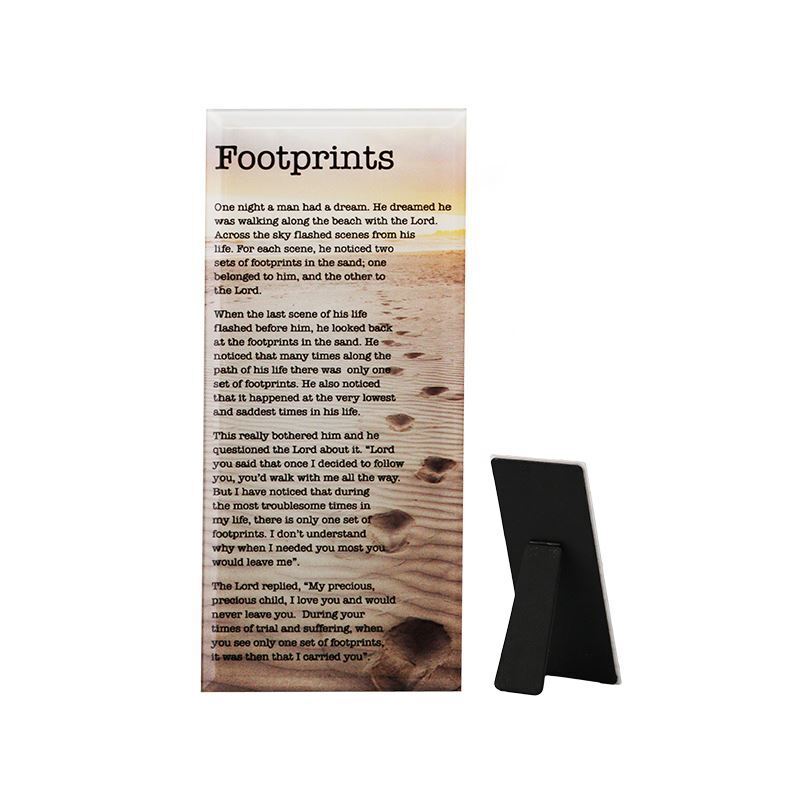 FOOTPRINTS Glass Plaque, 80 x 180mm Standing MP817FP