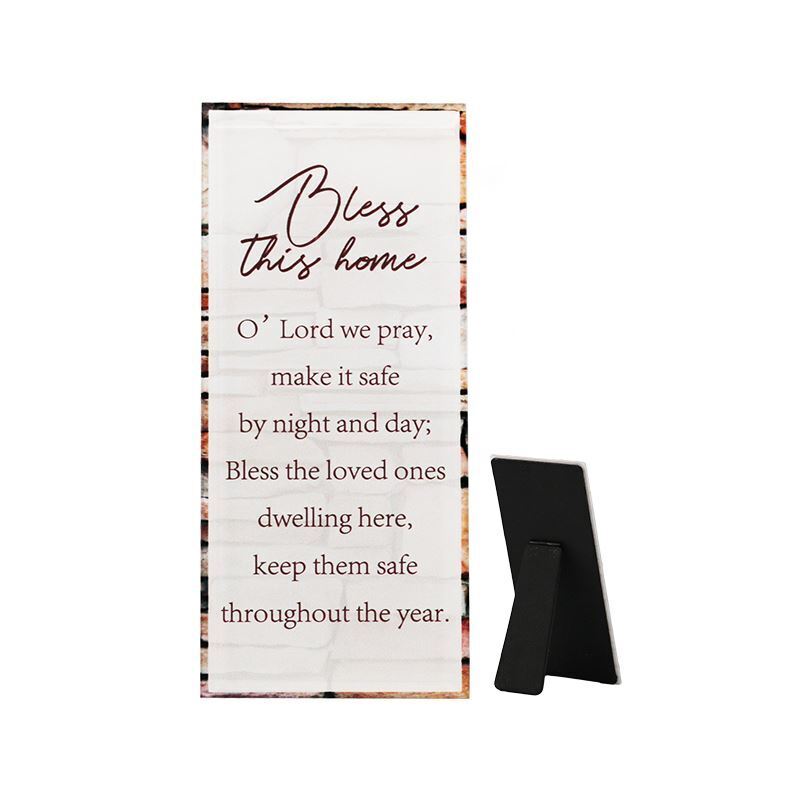 HOME BLESSING Glass Plaque, 80 x 180mm Standing MP817HB