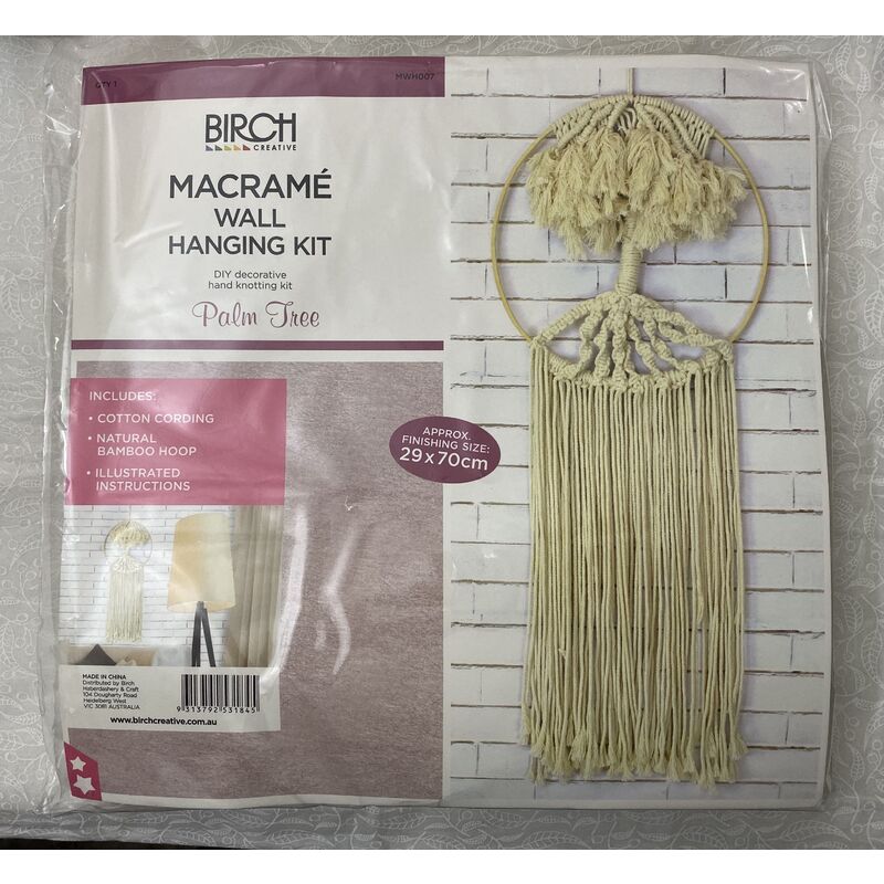 Birch Macrame Wall Hanging Kit, PALM TREE, Approx. 29cm x 70cm, MWH007
