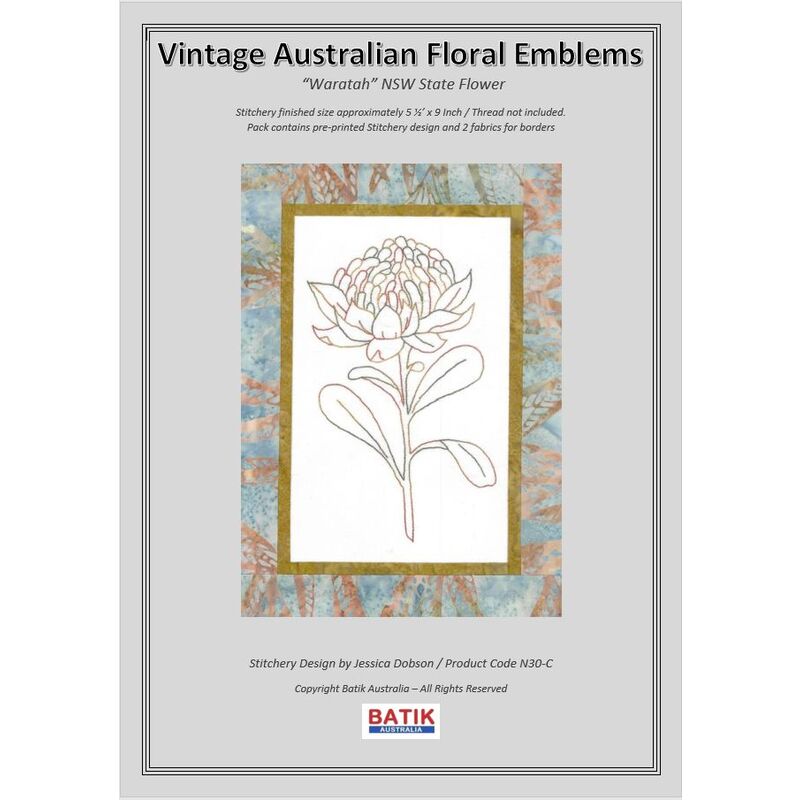WARRATAH Vintage Australian Floral Emblems Stitchery Kit N30C (Colour)
