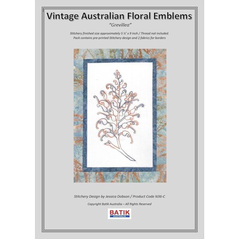 GREVILLEA Vintage Australian Floral Emblems Stitchery Kit N36C (Colour)