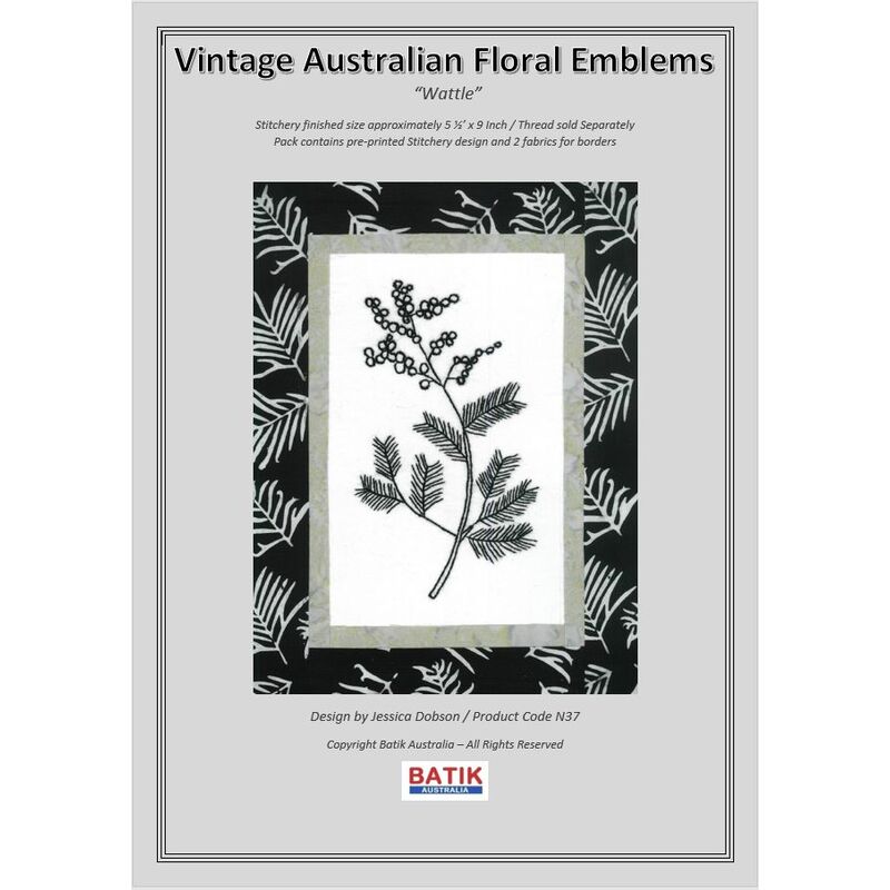 WATTLE Vintage Australian Floral Emblems Stitchery Kit N37