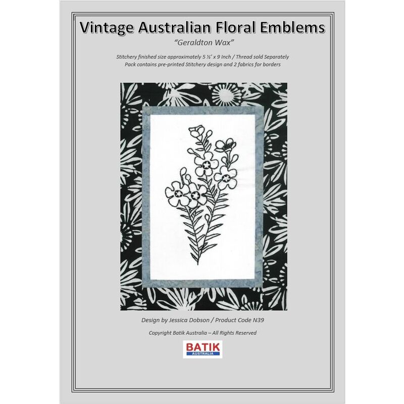 GERALDTON WAX Vintage Australian Floral Emblems Stitchery Kit N39