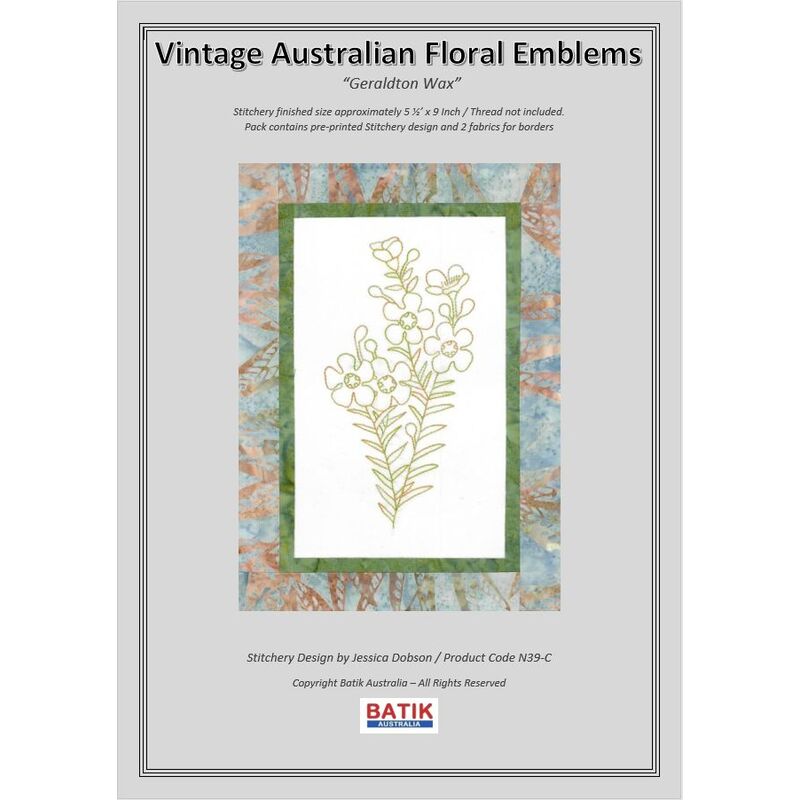 GERALDTON WAX Vintage Australian Floral Emblems Stitchery Kit N39C (Colour)