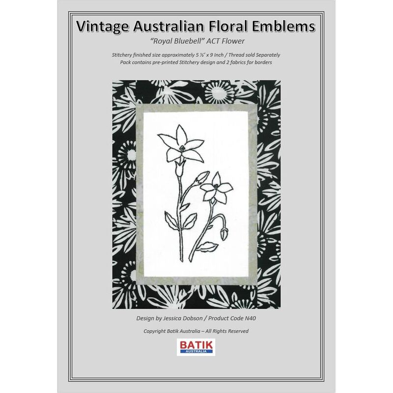 ROYAL BLUEBELL Vintage Australian Floral Emblems Stitchery Kit N40