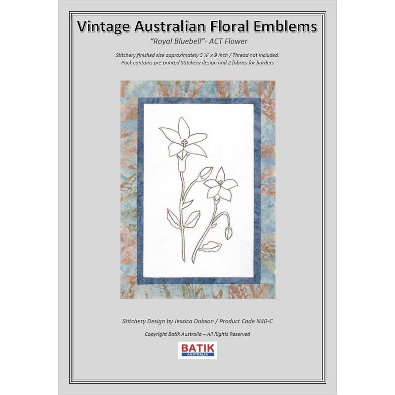 ROYAL BLUEBELL Vintage Australian Floral Emblems Stitchery Kit N40C (Colour)