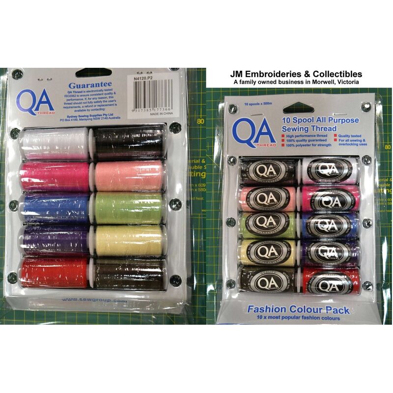 QA Thread 10 Spool x 500m All Purpose Sewing Thread 100% Polyester