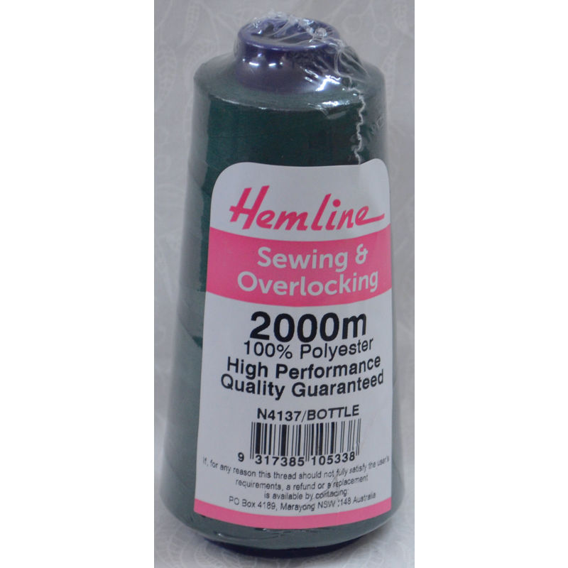 HEMLINE (QA) Overlocker & Sewing Thread 2000m, BOTTLE GREEN, 100% Polyester