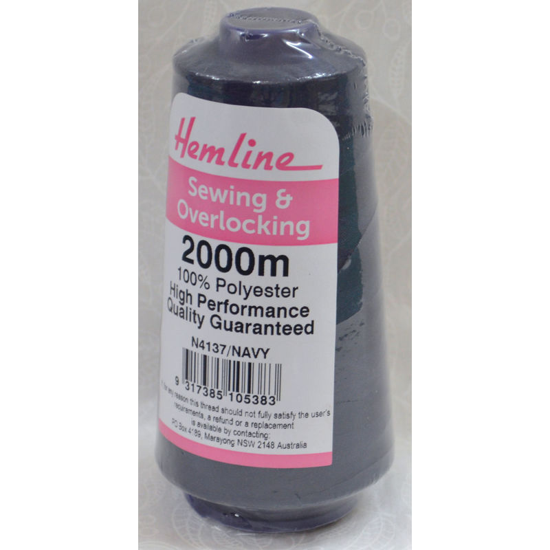 HEMLINE Overlocker & Sewing Thread 2000m, NAVY BLUE, 100% Polyester
