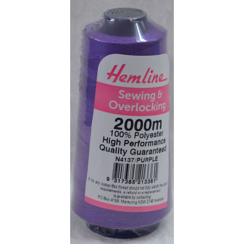 Hemline (QA) Overlocker & Sewing Thread 2000m, PURPLE, 100% Polyester