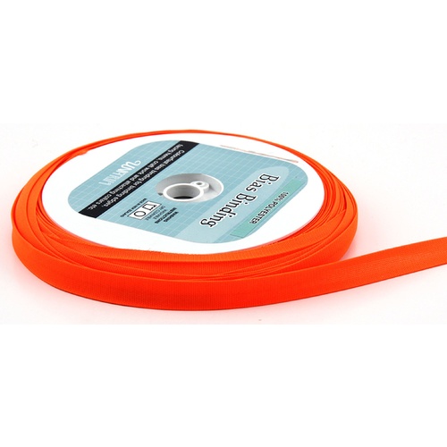 Uni-Trim Knitted FLURO ORANGE 12mm Bias Binding Per Metre