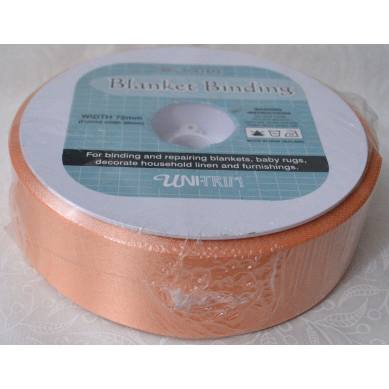 Uni-Trim Satin Blanket Binding, 72mm Wide, Colour APRICOT, FULL 30m ROLL