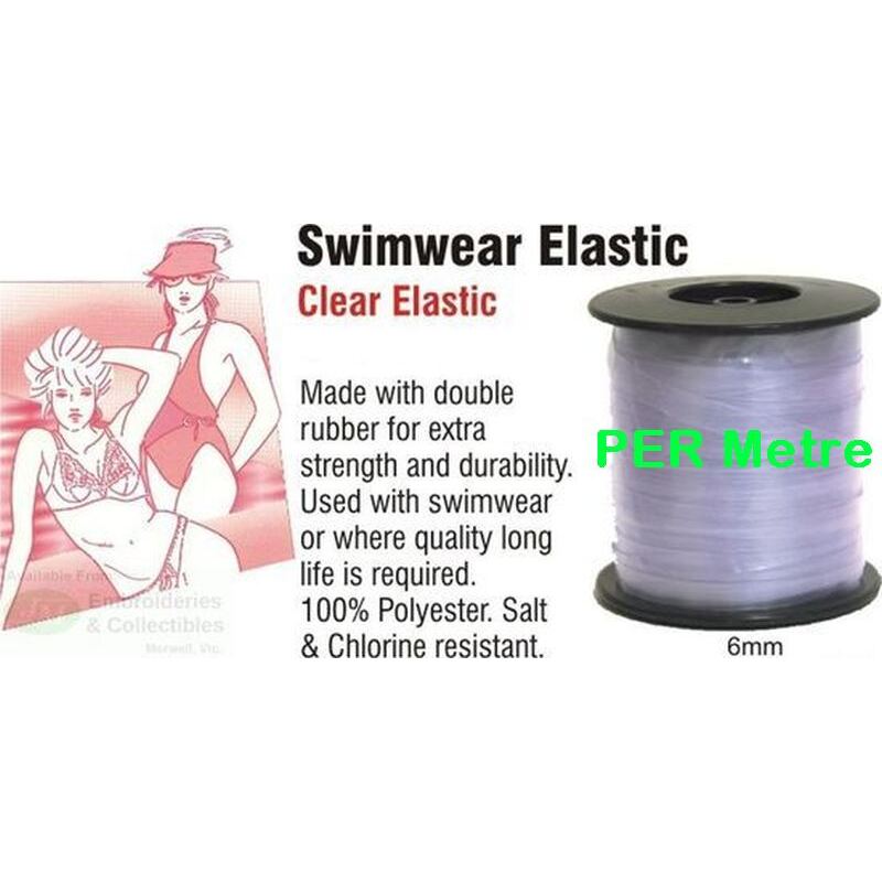 Uni-Trim Clear Elastic, 6mm Per Metre, Swimwear Elastic, Salt & Chlorine Resistant