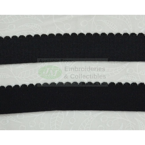 Uni-Trim Scalloped Elastic, 20mm Full 100 Metre ROLL, BLACK