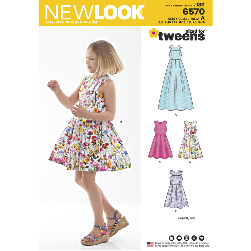 New Look Pattern 6570 Girl's Dress in Two Lengths