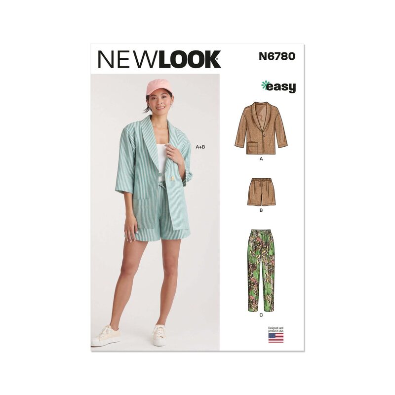 New Look Sewing Pattern N6780 Misses’ Jacket, Shorts and Trousers