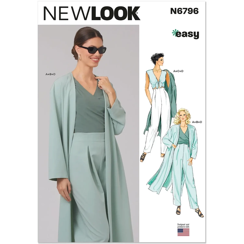 Misses' Coat, Tops and Pants New Look Sewing Pattern N6796