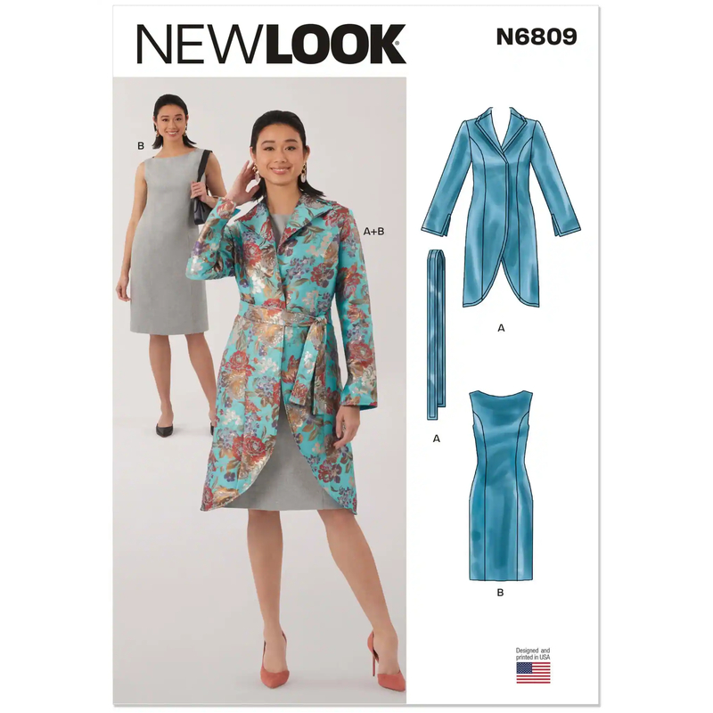 Misses Jacket, Belt & Dress with Petite Lines, Sizes 8-20, New Look Sewing Pattern 6809