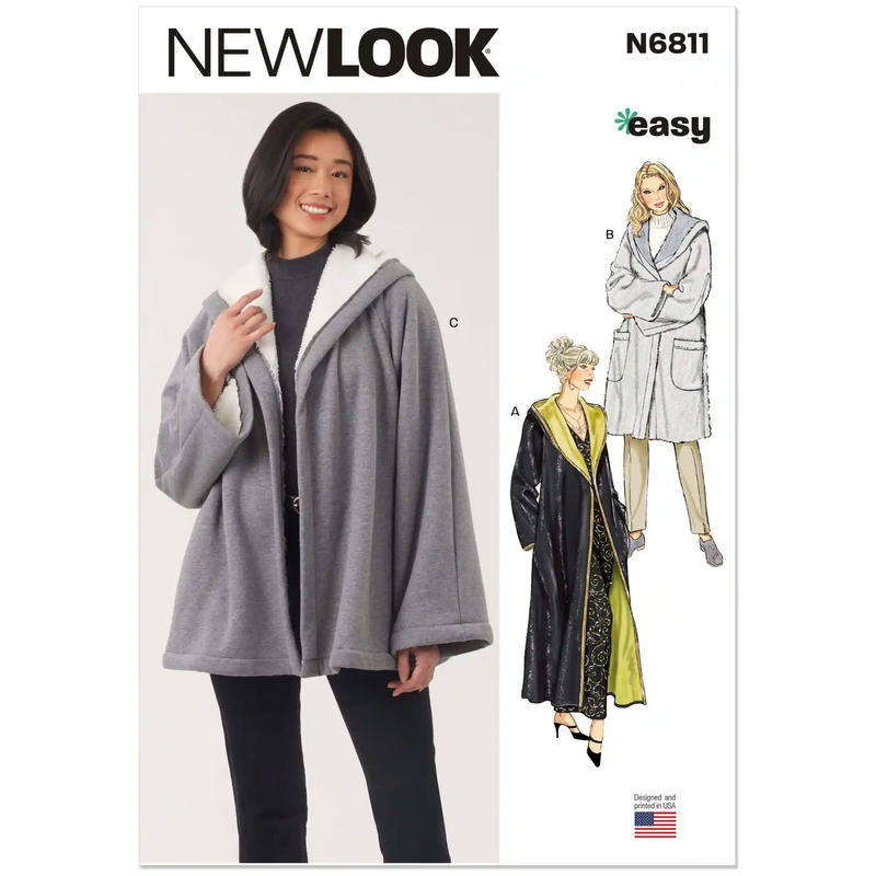 Misses’ Coat in Two Lengths & Jacket, Sizes XS-XL, New Look Sewing Pattern 6811