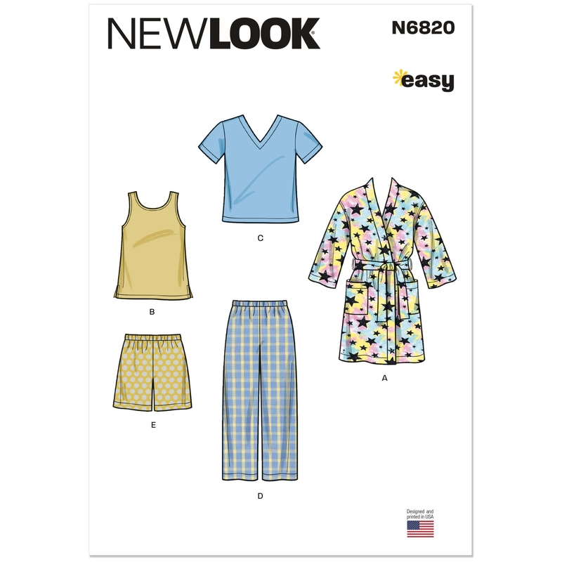 Children’s Loungewear Sizes 3-8, New Look Sewing Pattern 6820
