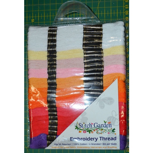Generic Embroidery Thread, 100% Cotton, 6 Strand, 8m x 50 Skeins, 50 Skein Mix